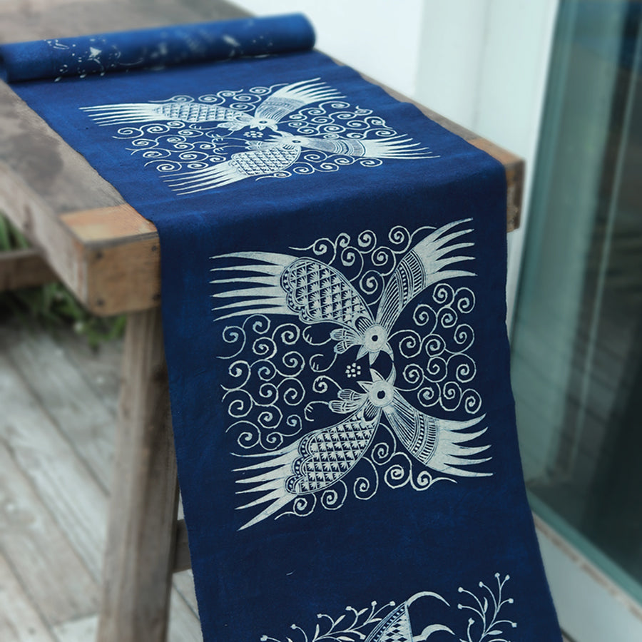 This is a Chinese Miao style batik table cloth tea mat