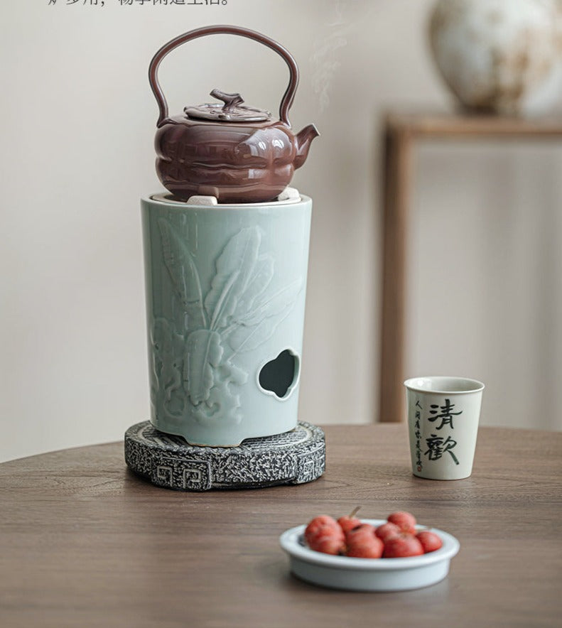 Chinese Soda Glaze Lifting Pottery Pot Kettle Pottery Open Fire Charcoal Burning Alcohol Stove Set