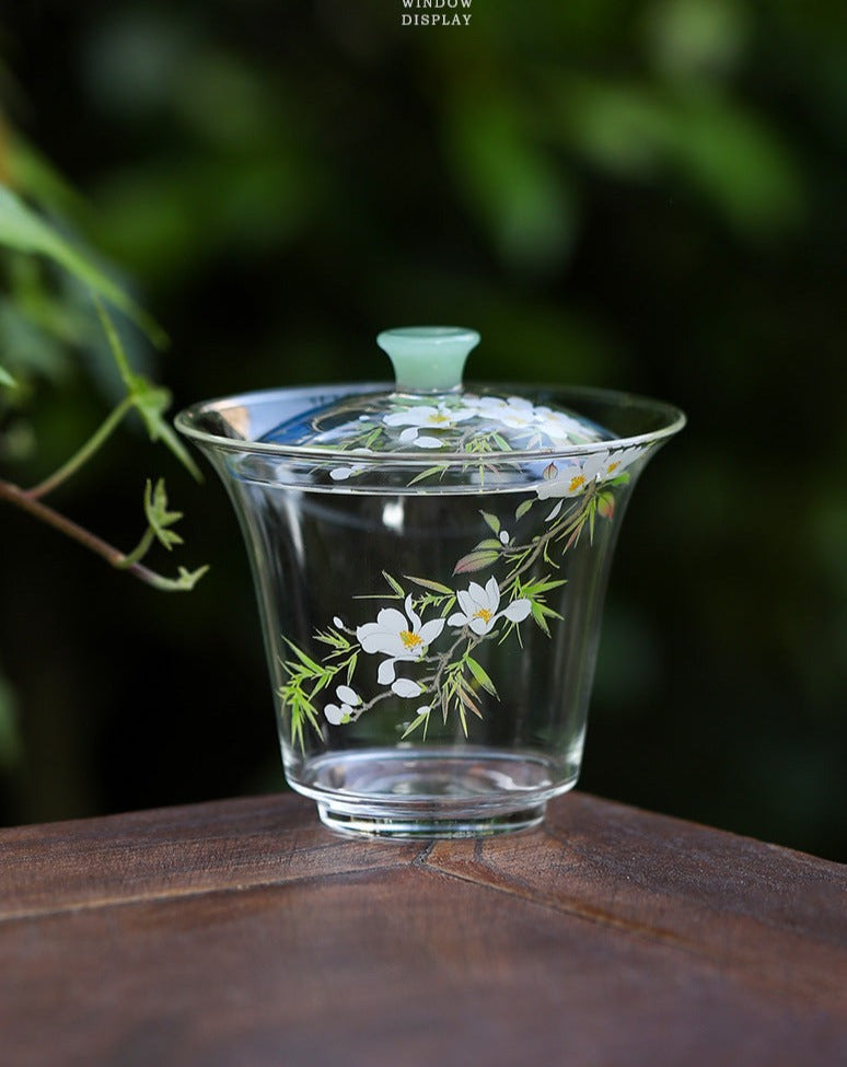 This is a glass teapot gaiwan