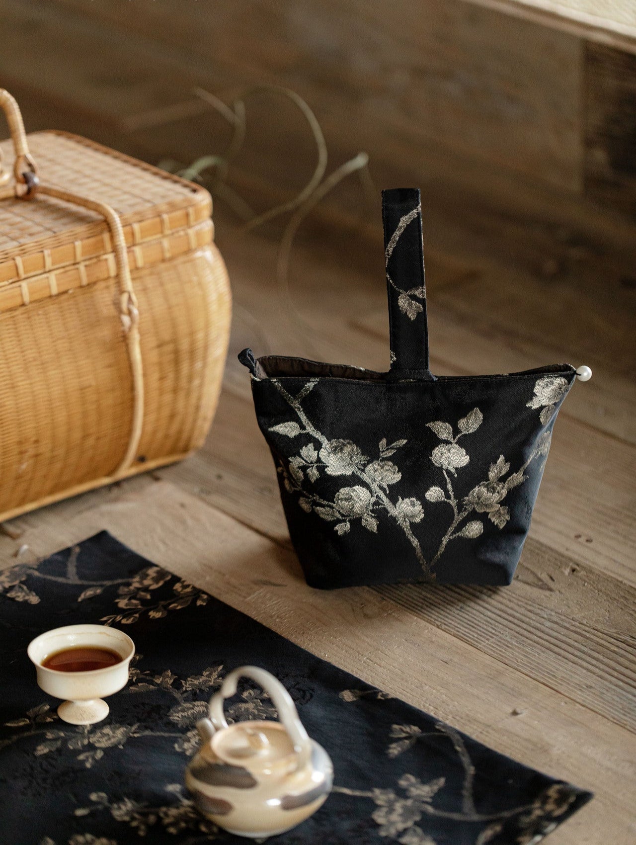 This is a brocade storage bag. this is a cloth tea bag