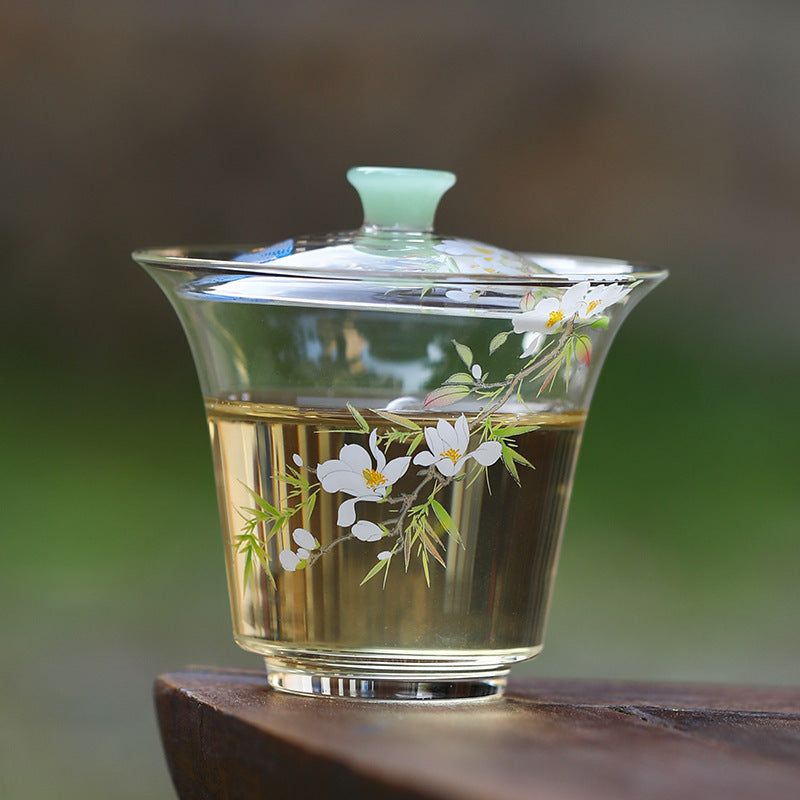 This is a glass teapot gaiwan