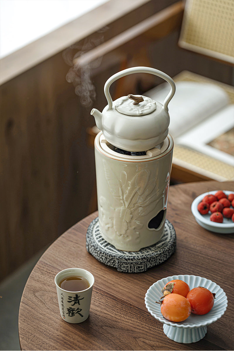 Chinese Soda Glaze Lifting Pottery Pot Kettle Pottery Open Fire Charcoal Burning Alcohol Stove Set