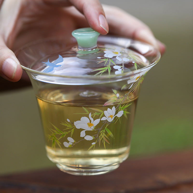This is a glass teapot gaiwan