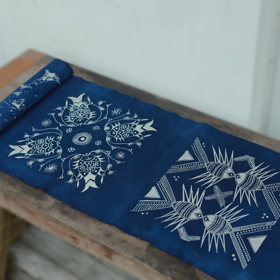 This is a Chinese Miao style batik table cloth tea mat