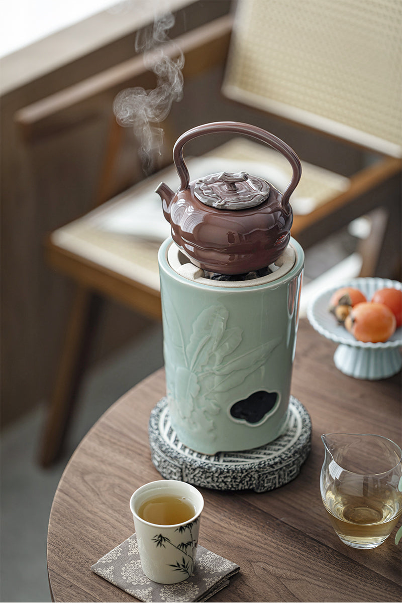 Chinese Soda Glaze Lifting Pottery Pot Kettle Pottery Open Fire Charcoal Burning Alcohol Stove Set