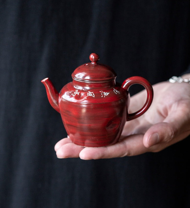 This is a pottery teapot