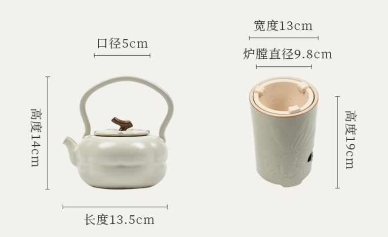 Chinese Soda Glaze Lifting Pottery Pot Kettle Pottery Open Fire Charcoal Burning Alcohol Stove Set