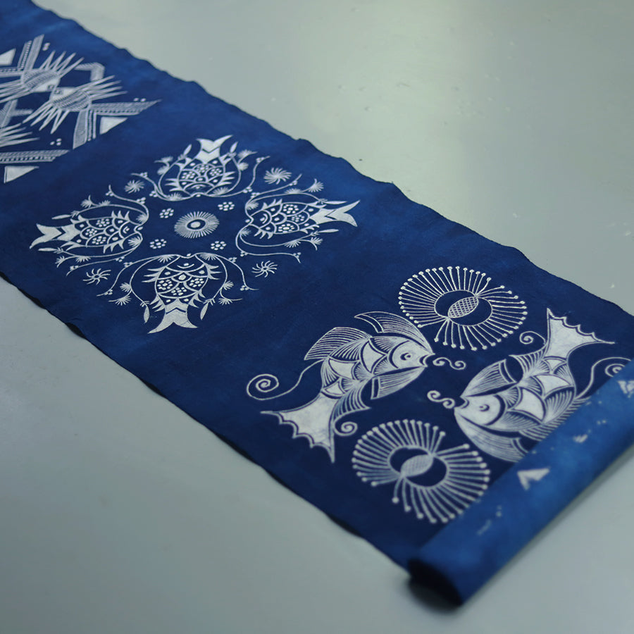 This is a Chinese Miao style batik table cloth tea mat