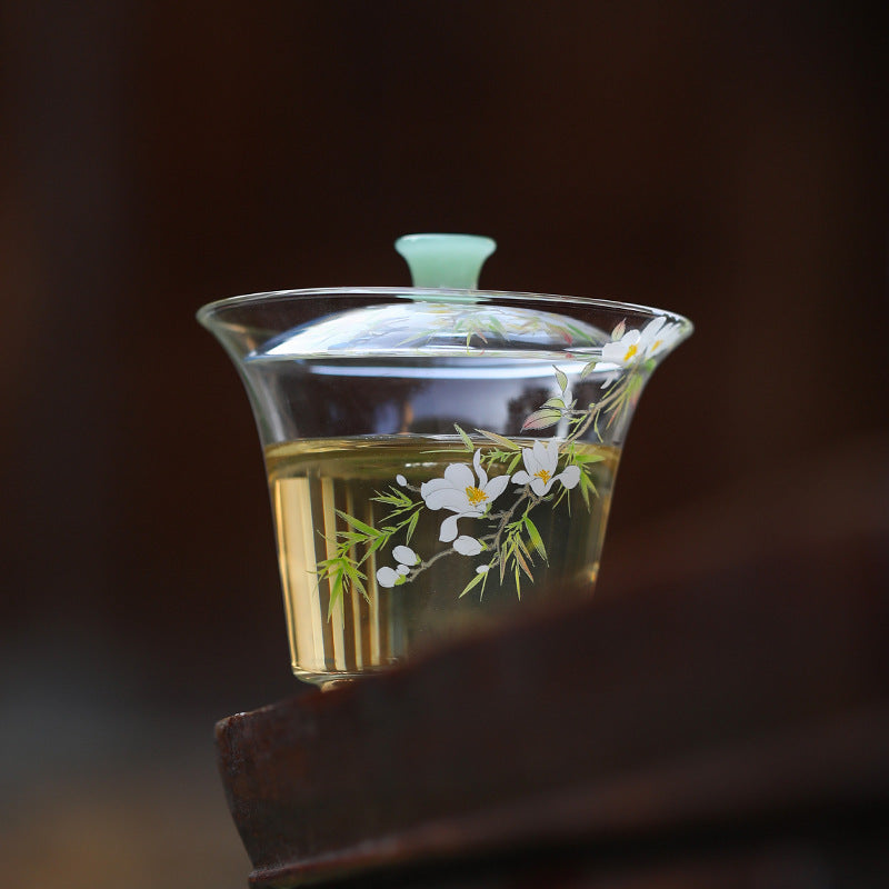 This is a glass teapot gaiwan
