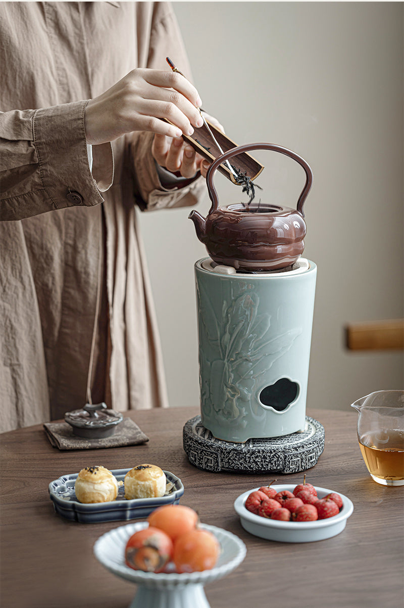 Chinese Soda Glaze Lifting Pottery Pot Kettle Pottery Open Fire Charcoal Burning Alcohol Stove Set