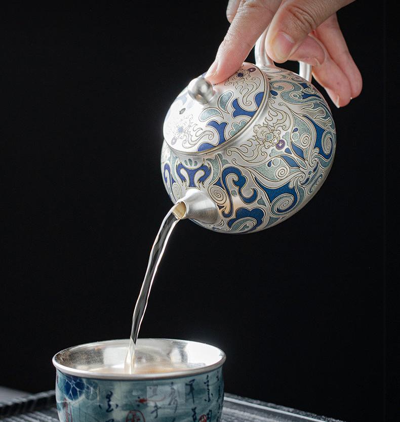 This is a gilded silver teapot. This is a ceramic teapot