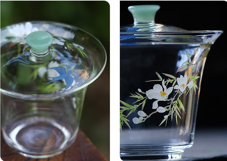 This is a glass teapot gaiwan