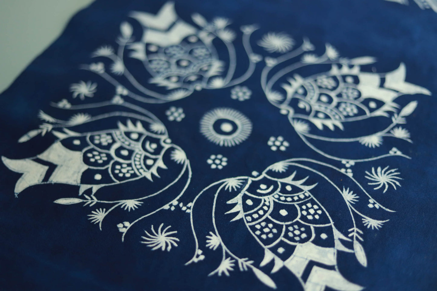 This is a Chinese Miao style batik table cloth tea mat