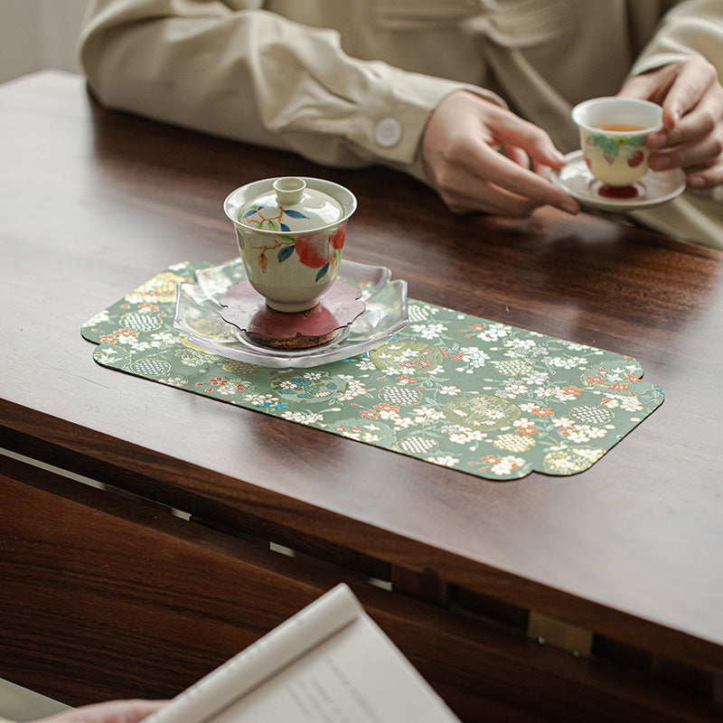 This is a silk brocade chaxi tea mat. this is a waterproof table cloth