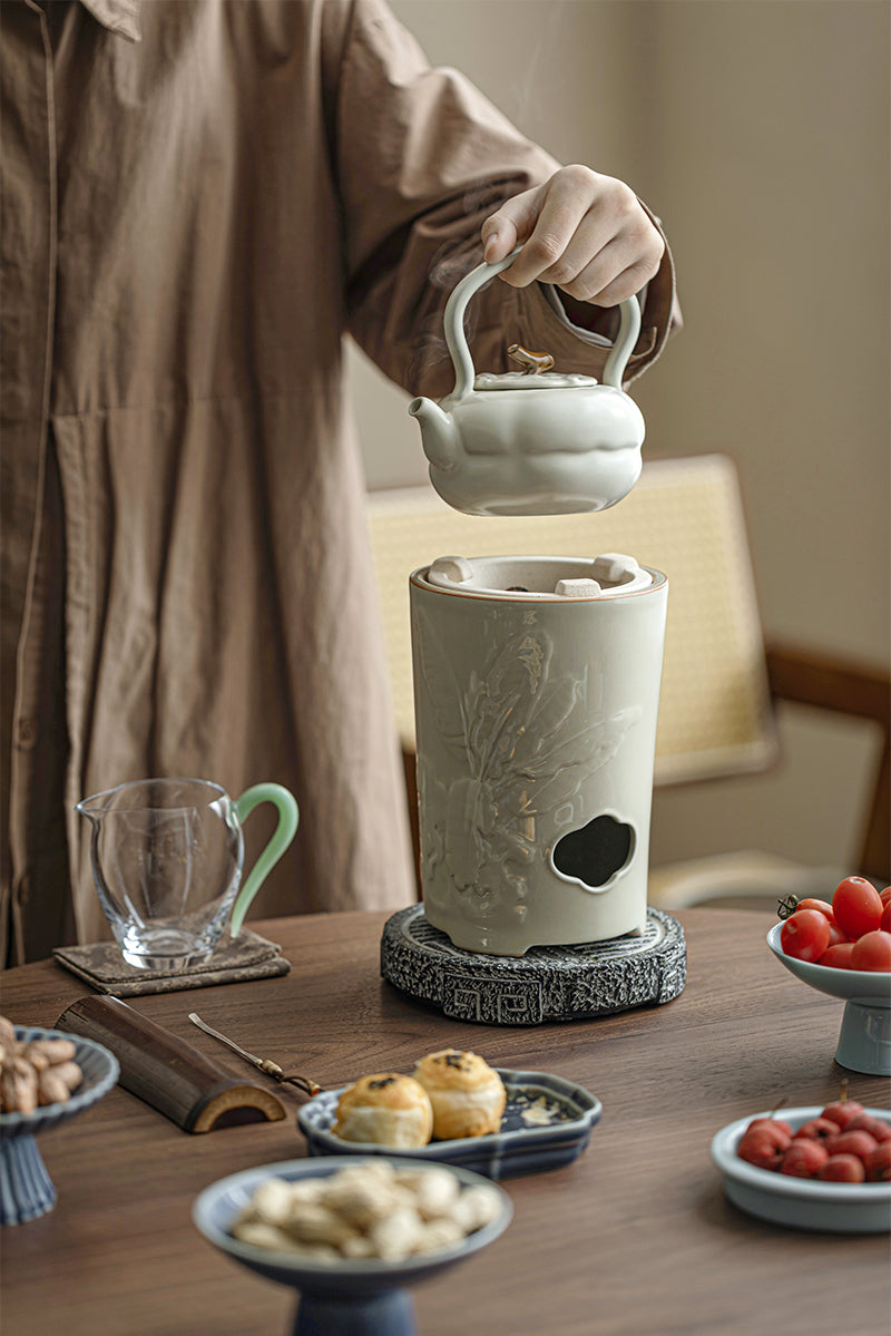 Chinese Soda Glaze Lifting Pottery Pot Kettle Pottery Open Fire Charcoal Burning Alcohol Stove Set