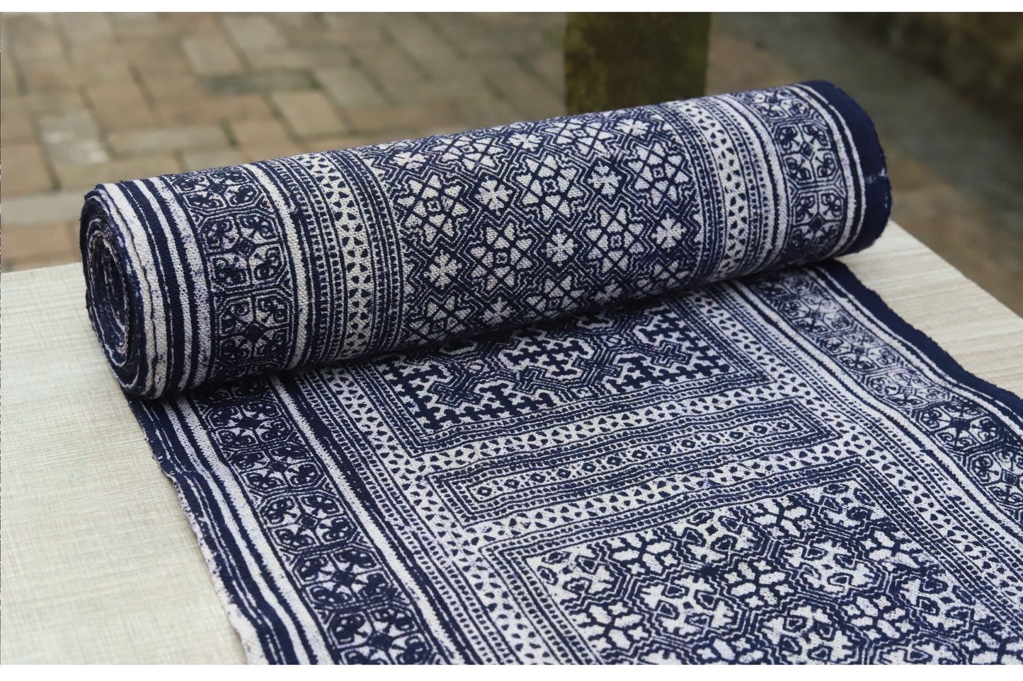 This is a Chinese Miao batik table cloth tea mat