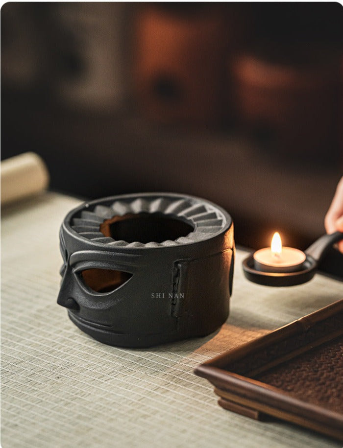 This is a pottery scoop warmer set