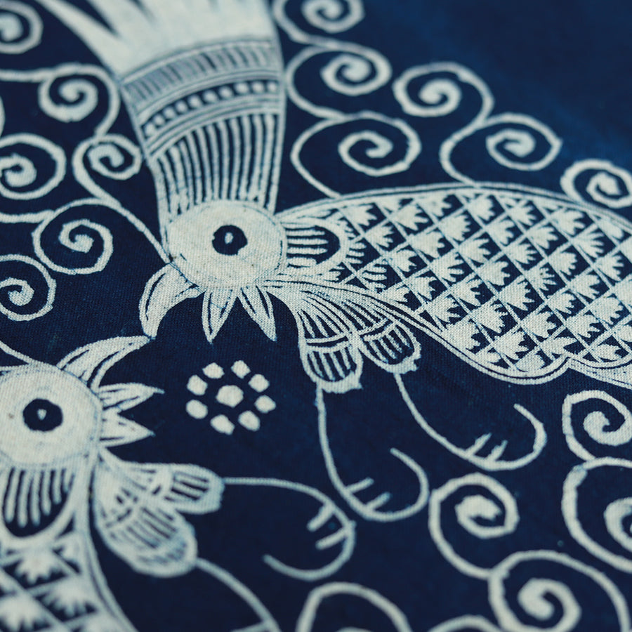 This is a Chinese Miao style batik table cloth tea mat