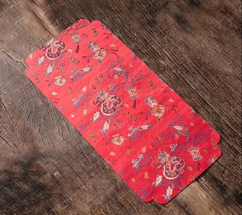 Chinese Brocade Tea Table Cloth Waterproof Chabu Chaxi Dragon Year Style