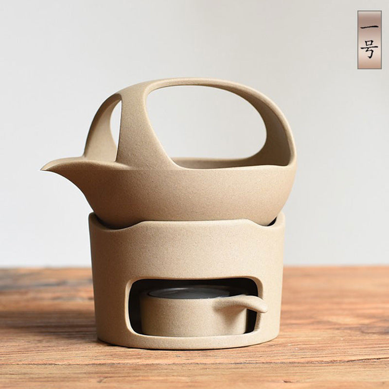 This is a ceramic scoop warmer set
