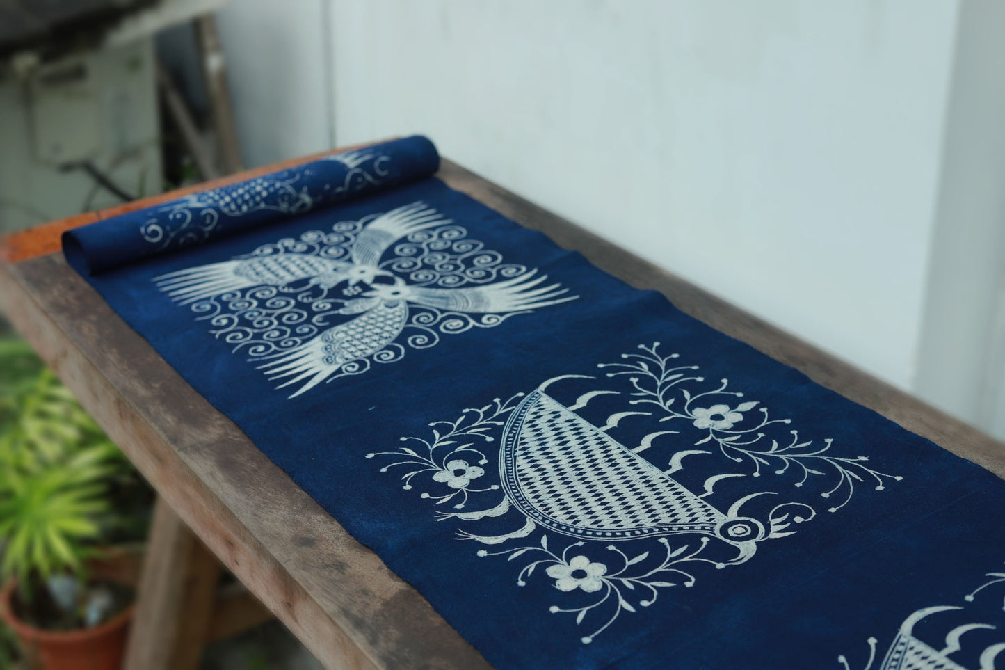 This is a Chinese Miao style batik table cloth tea mat