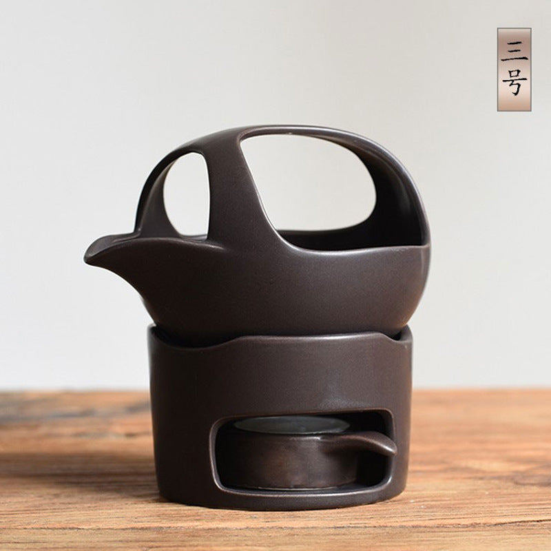 This is a ceramic scoop warmer set