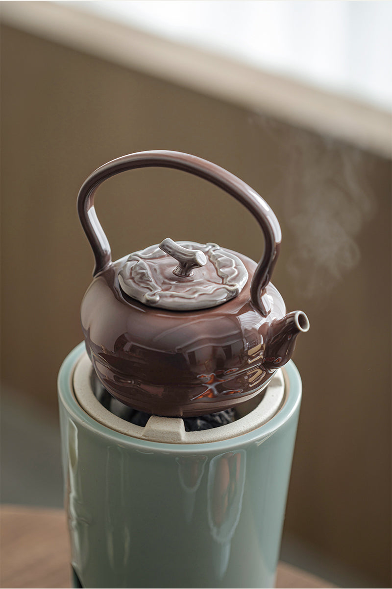 Chinese Soda Glaze Lifting Pottery Pot Kettle Pottery Open Fire Charcoal Burning Alcohol Stove Set