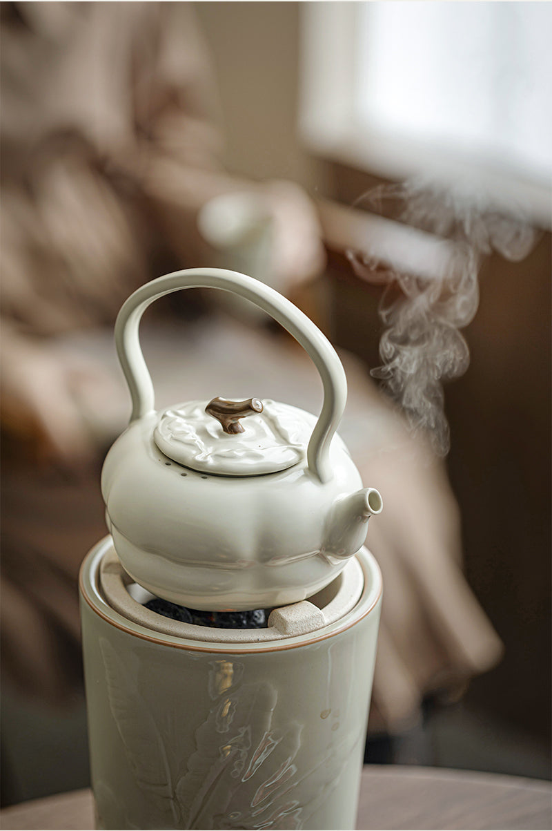 Chinese Soda Glaze Lifting Pottery Pot Kettle Pottery Open Fire Charcoal Burning Alcohol Stove Set