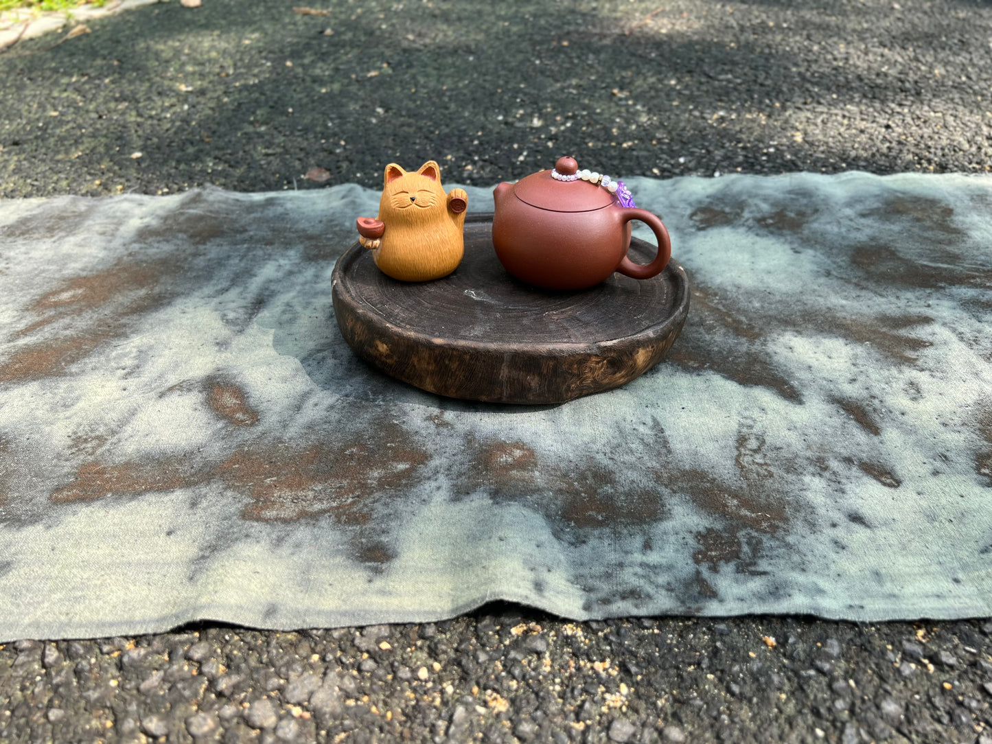 Hand Dyed Tea Table Cloth Natura Plant Dyed Cotton Tea Mat Chabu Chaxi