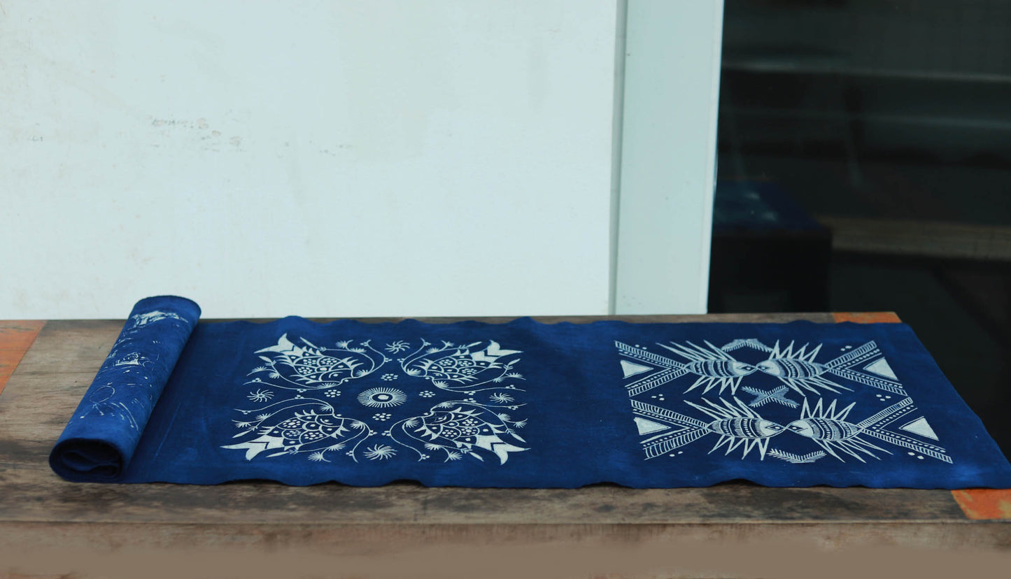 This is a Chinese Miao style batik table cloth tea mat