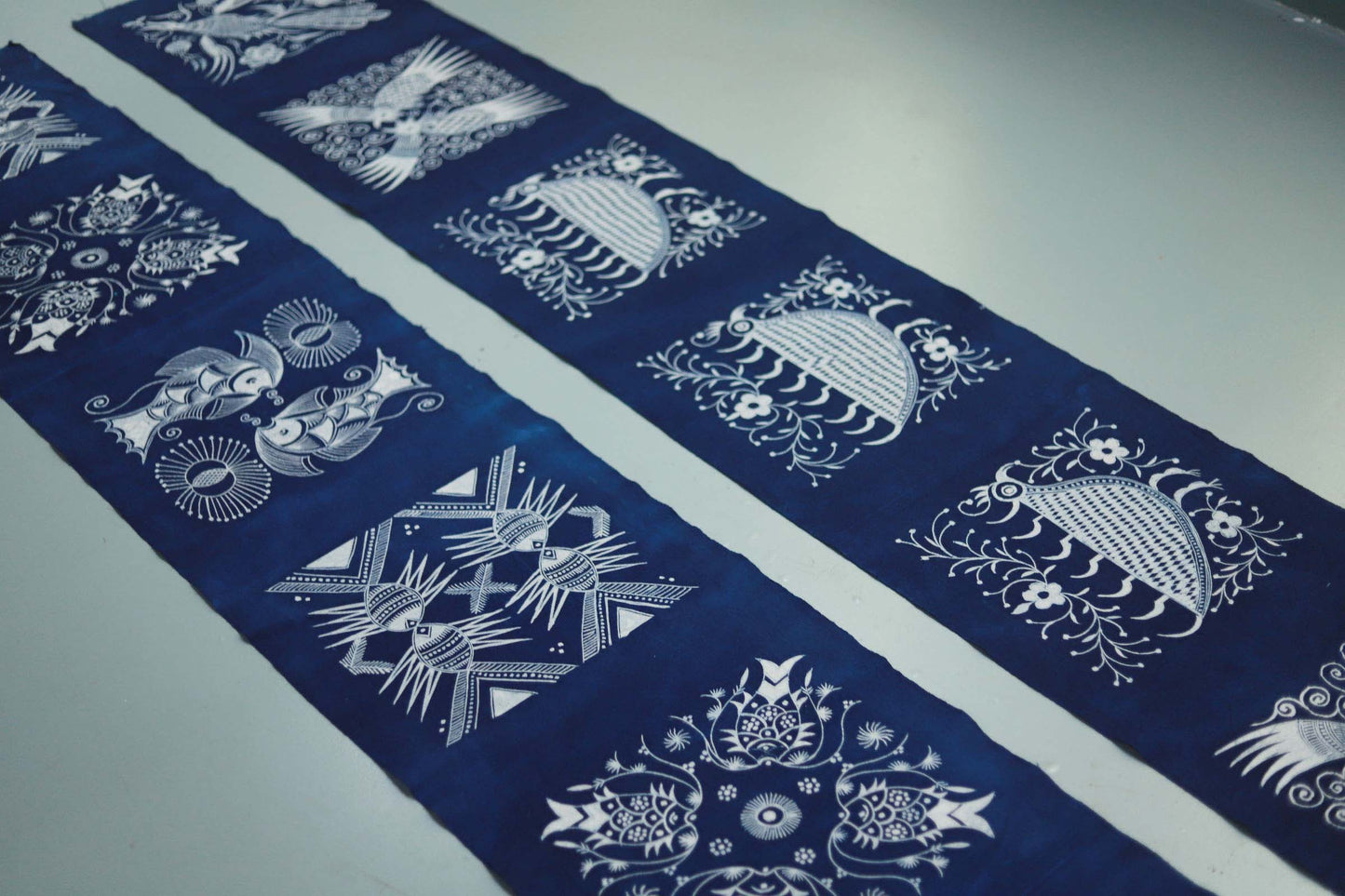 This is a Chinese Miao style batik table cloth tea mat
