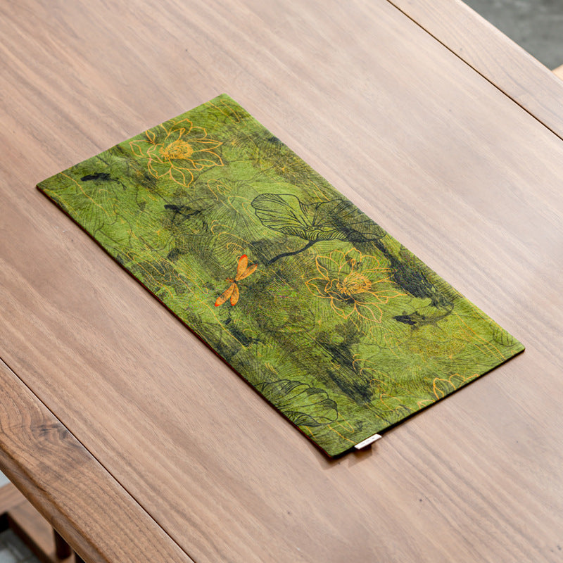 This is a gambiered canton silk xiangyunsha tea table cloth