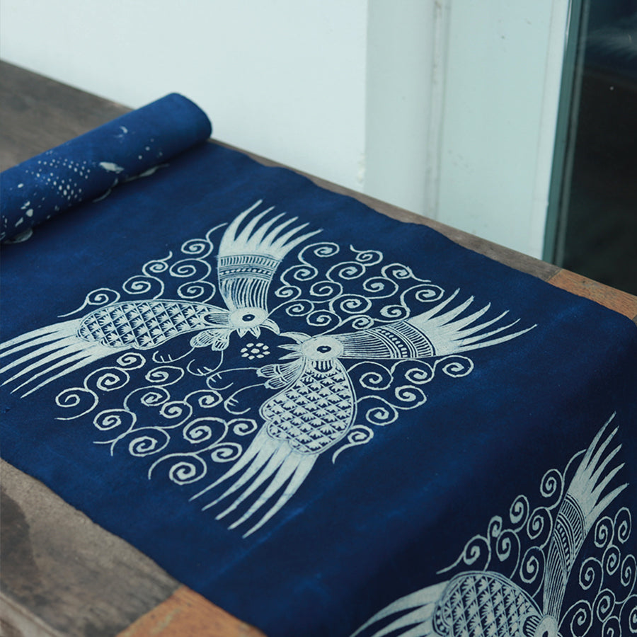 This is a Chinese Miao style batik table cloth tea mat