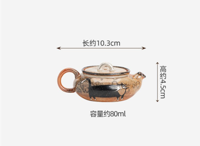 This is a ceramic teapot.this is a shinoyaki teapot