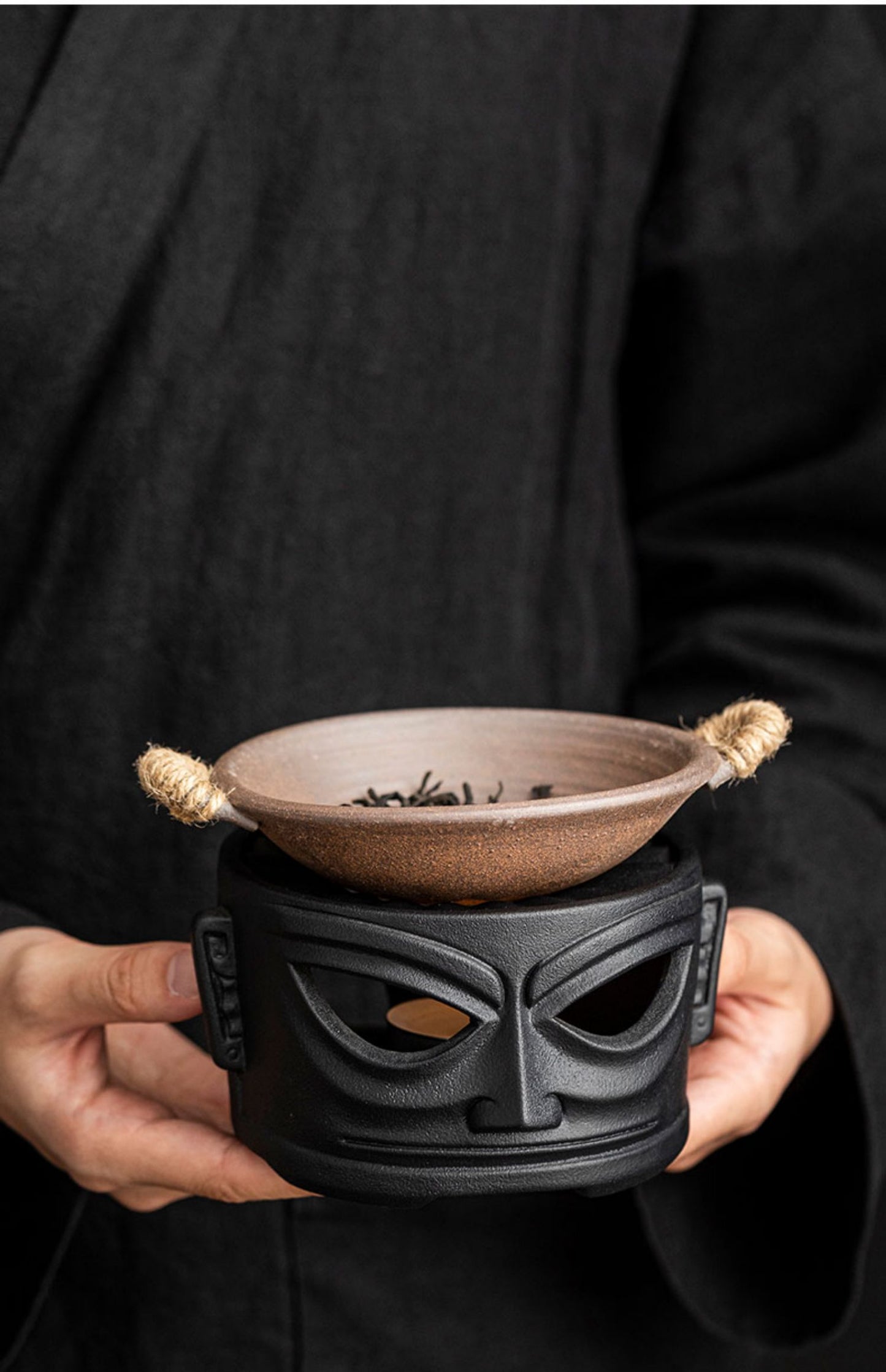 This is a pottery scoop warmer set