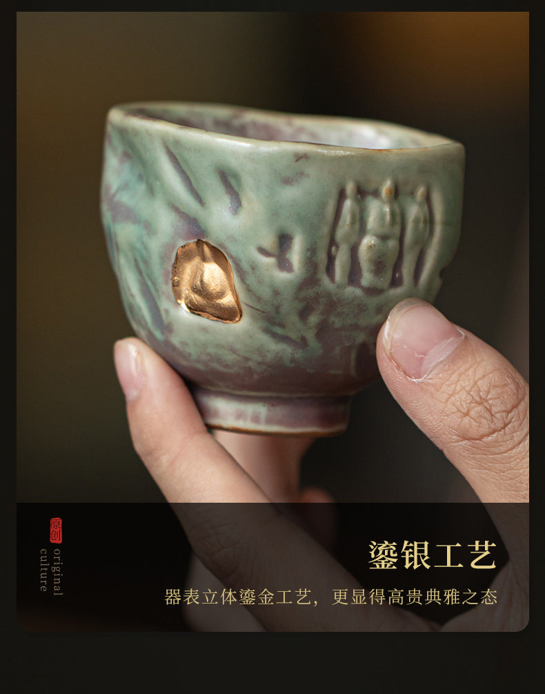 Handcrafted Chinese Dunhuang Style Teapot Set Antique Style Teaware Kungfu Teapot Tea Ceremony