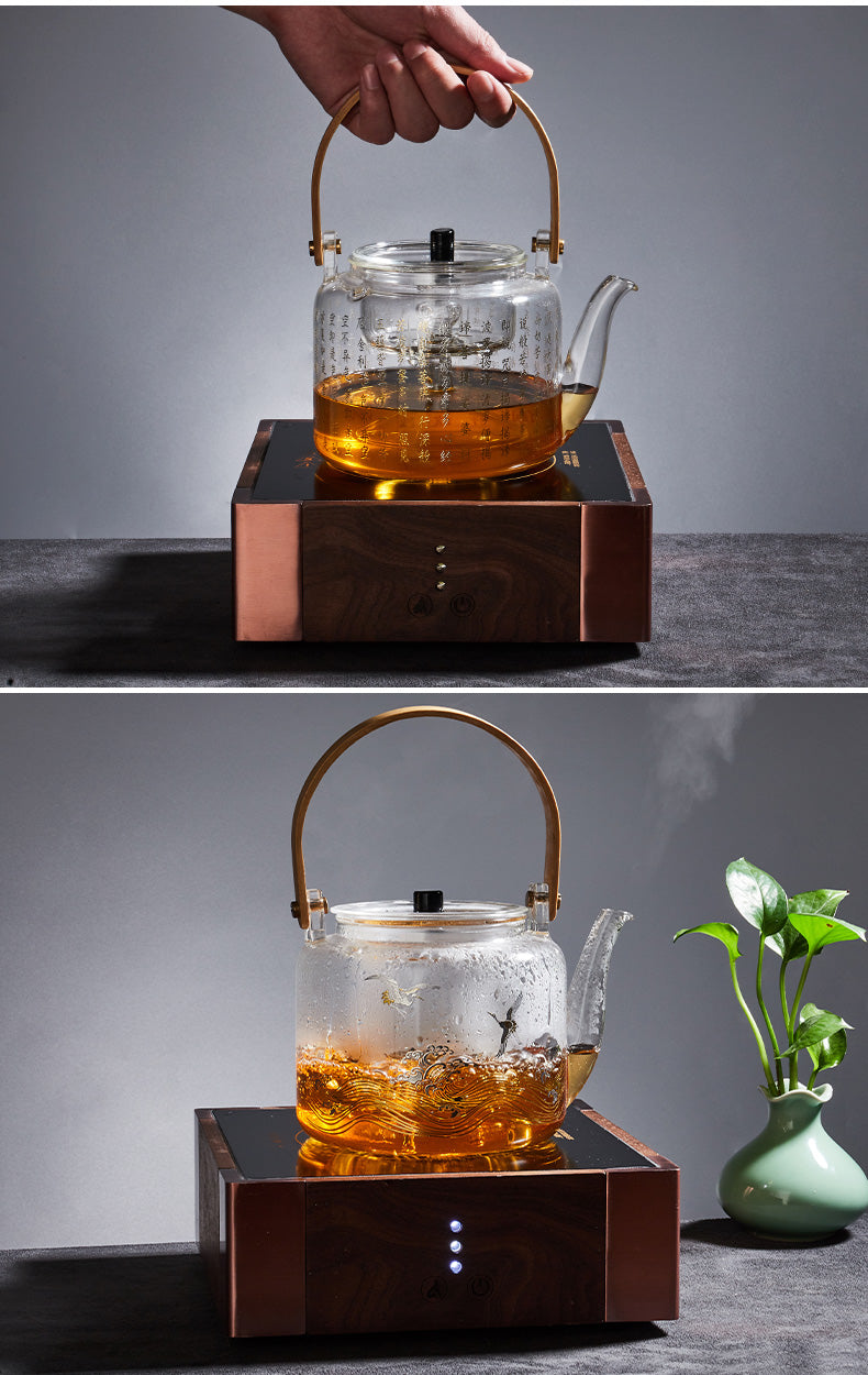Handmade Original Handengraved Heart Sutra Brewing Teapot High Borosilicate Glass Kettle