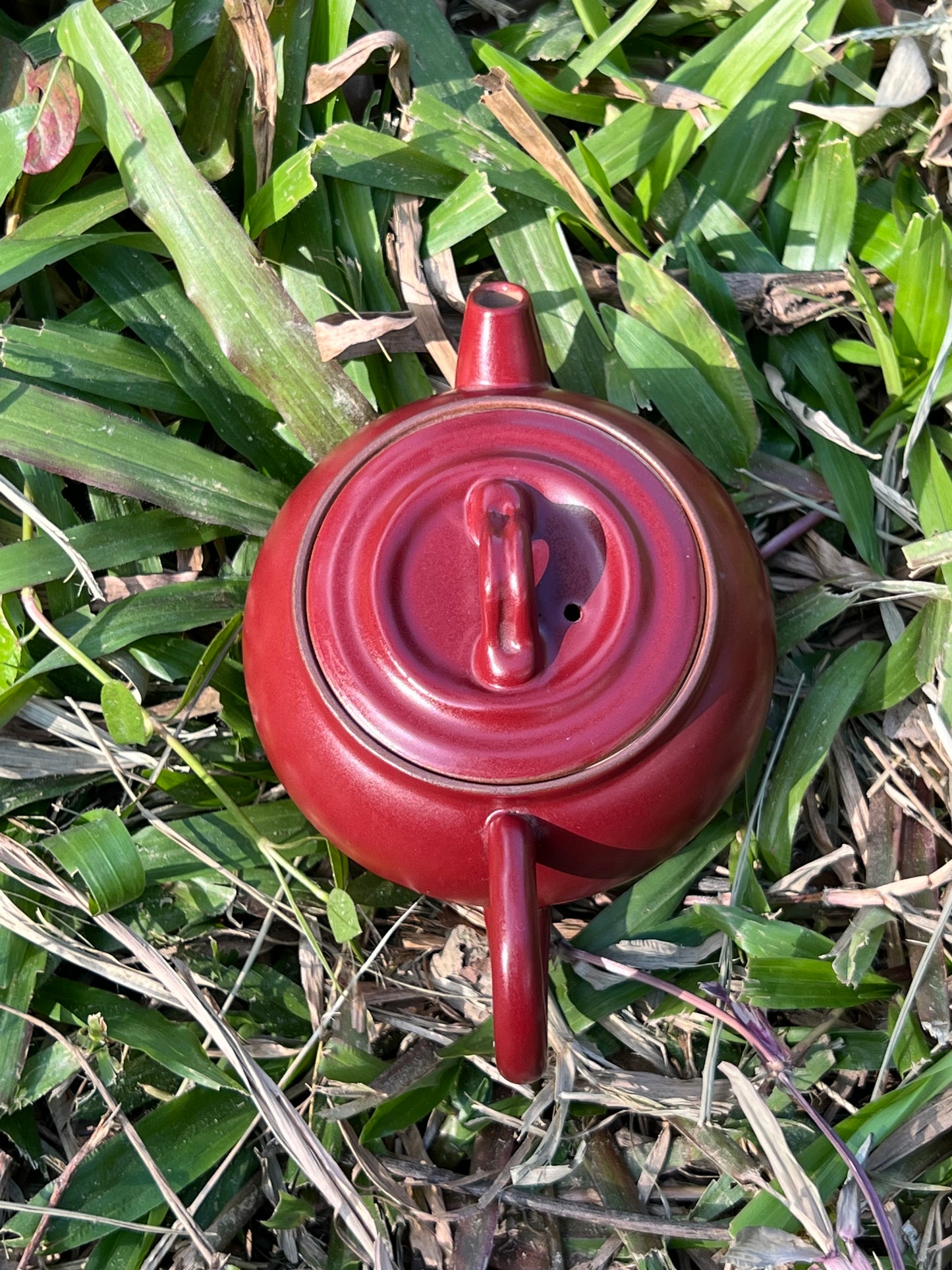 Handcrafted Chinese Red Teapot Original Three Feet Design Pottery Teaware