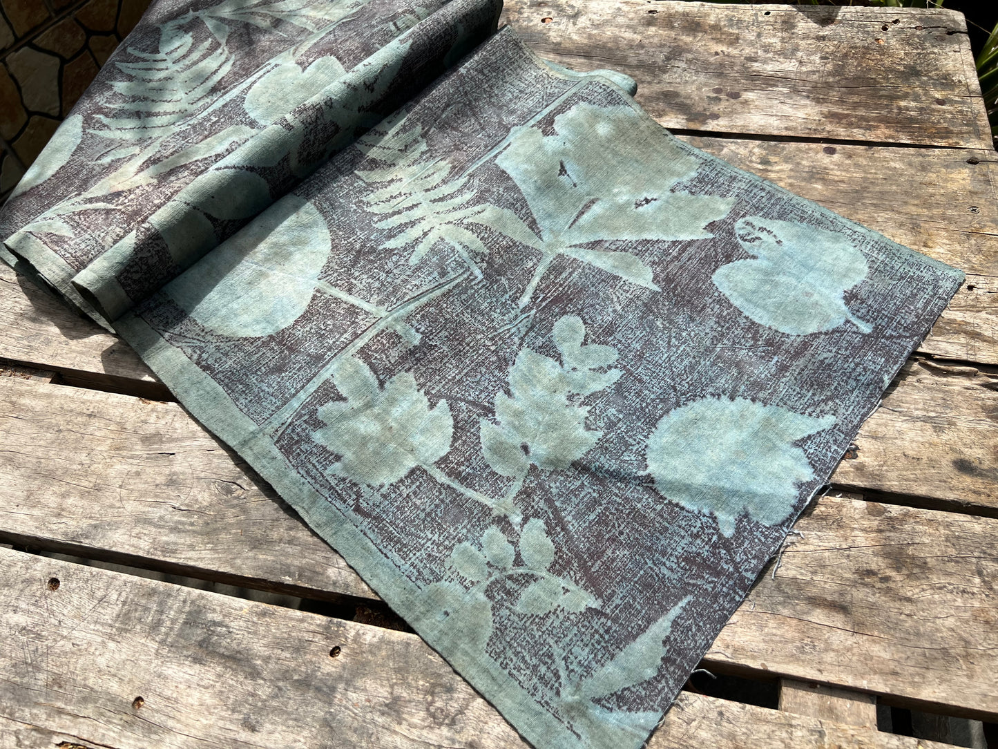 Hand Dyed Nature Plant Dyed Cotton Tea Table Cloth Tea Mat Two Sides Chabu Chaxi