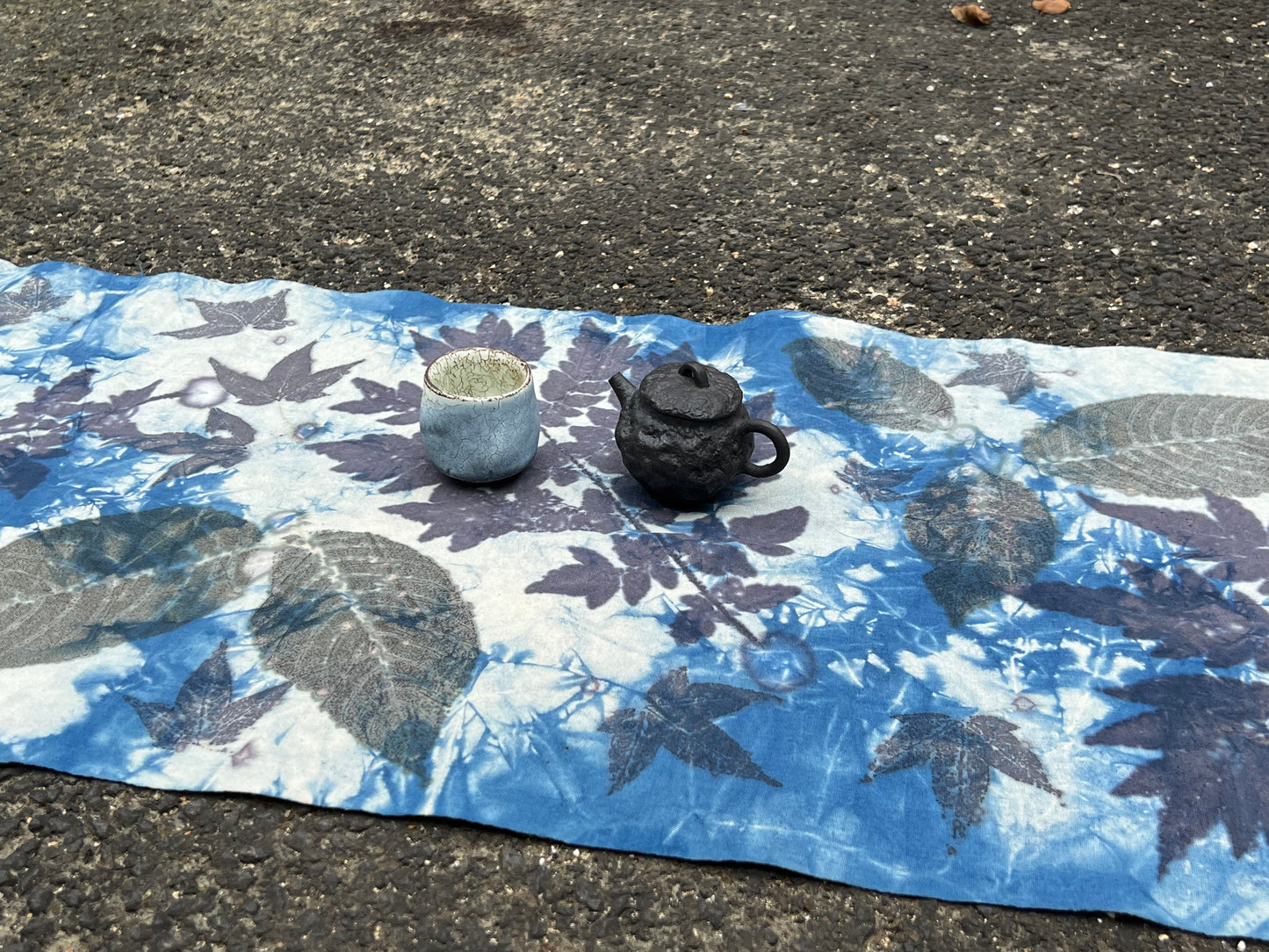 Hand Dyed Indigo Dyeing Tea Table Cloth Plant Dyed Cotton Tea Mat Natura Dye  Chabu Chaxi