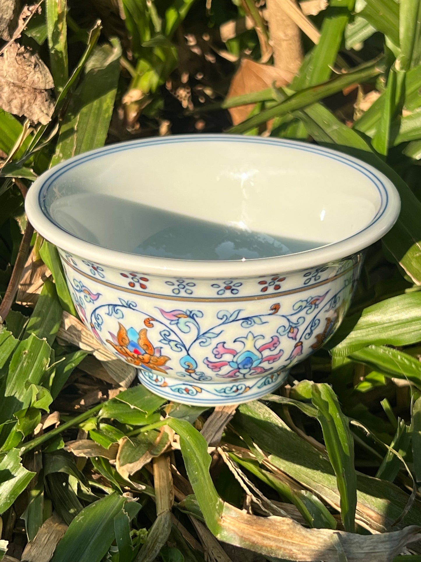 Hand Painted Chinese Doucai Porcelain Teacup Chinese Lotus Of Twined Stems Pattern Teacup Jingdezhen Master Ceramic Artwork
