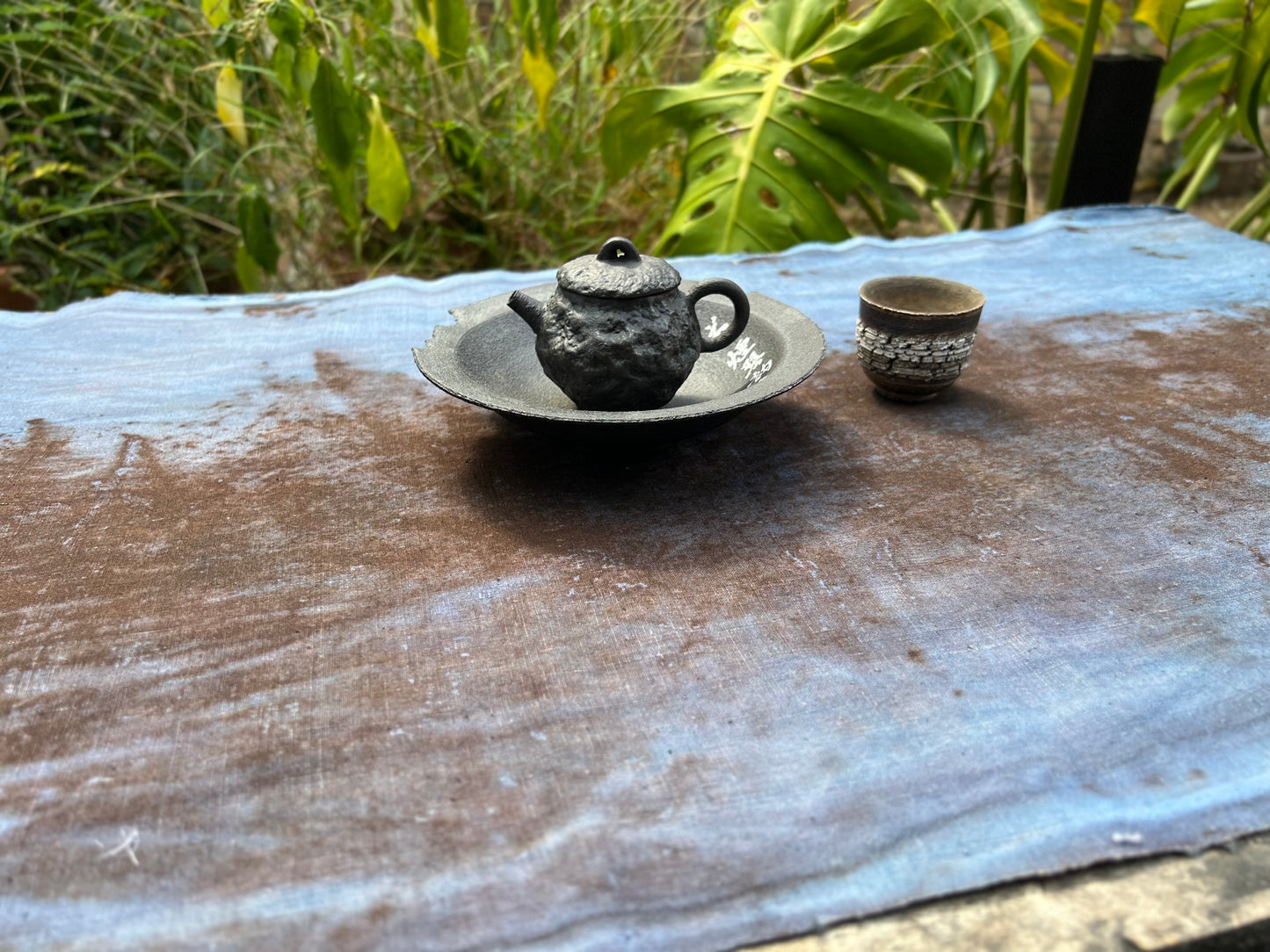 Hand Dyed Plant Dyed Tea Table Cloth Nature Dyed Cotton Tea Mat Two Sides Chabu Chaxi