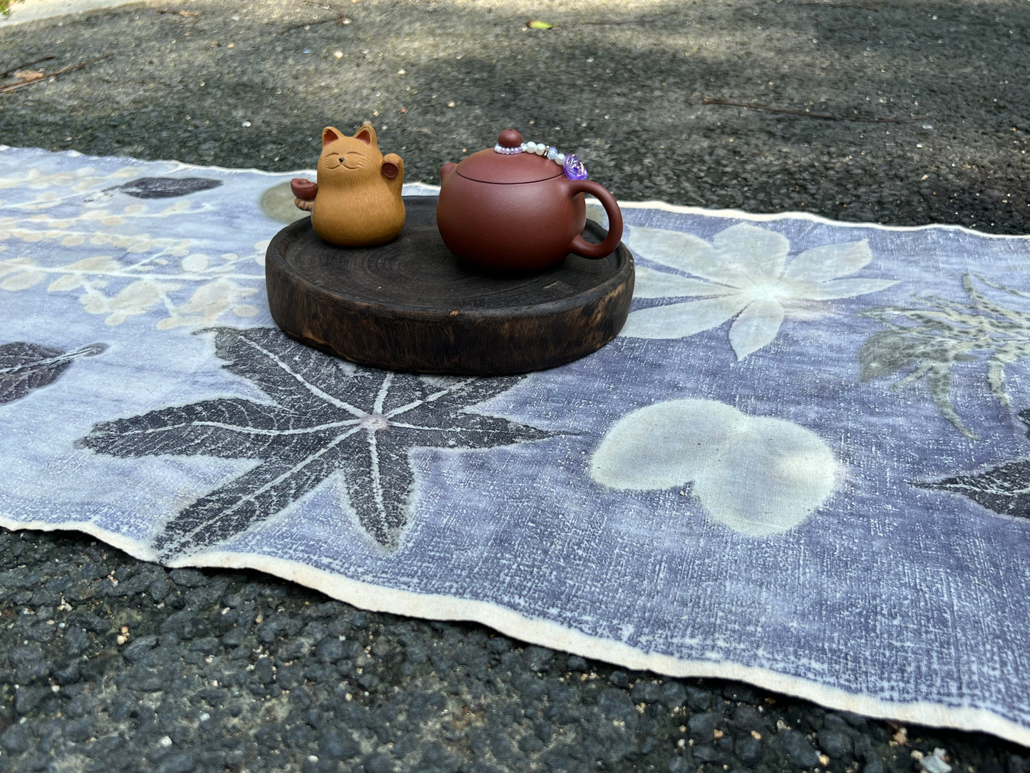 Hand Dyed Tea Mat Natura Plant Dyed Cotton Tea Table Cloth Chabu Chaxi