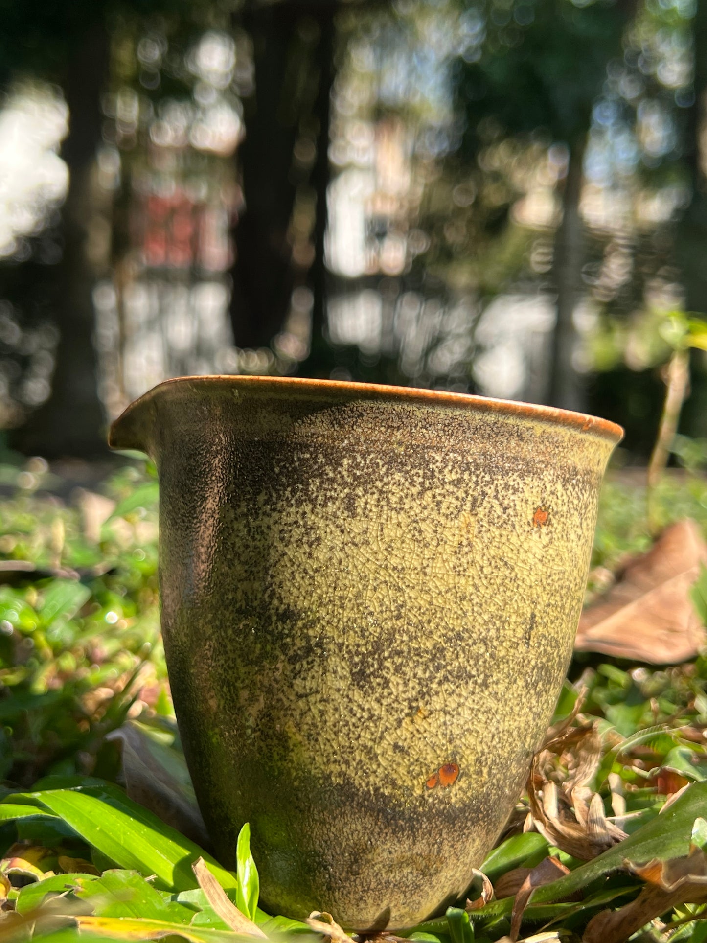 Fair cup Pottery Handmade Green Glaze Cup Handcrafted Gongdaobei Artwork Gongfu Teaware Japanese Ceramic