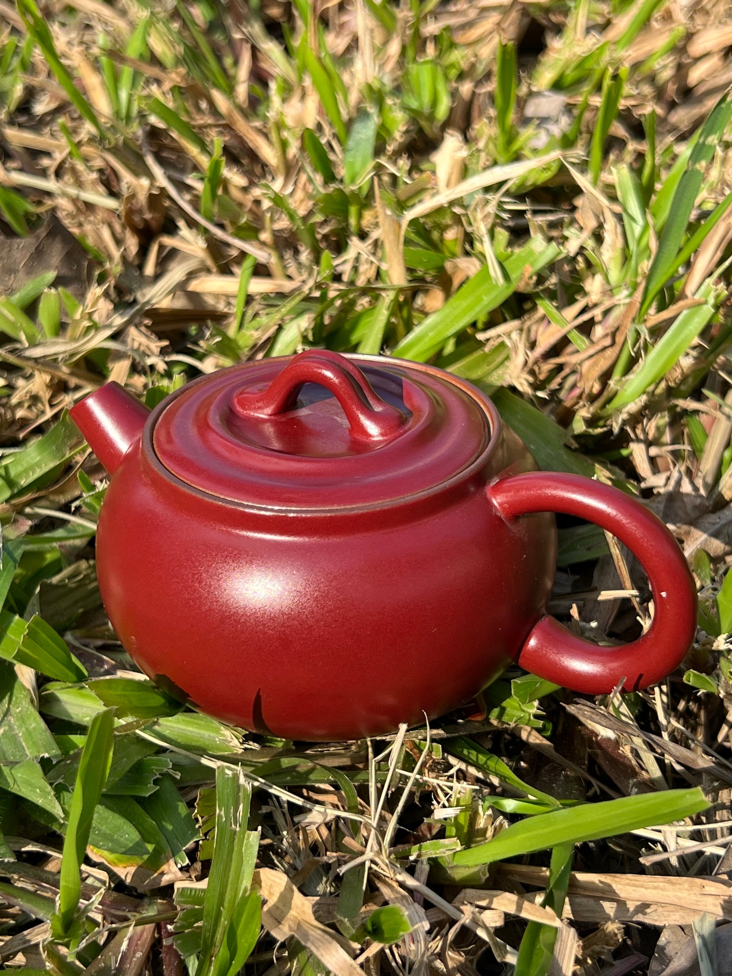Handcrafted Chinese Red Teapot Original Three Feet Design Pottery Teaware