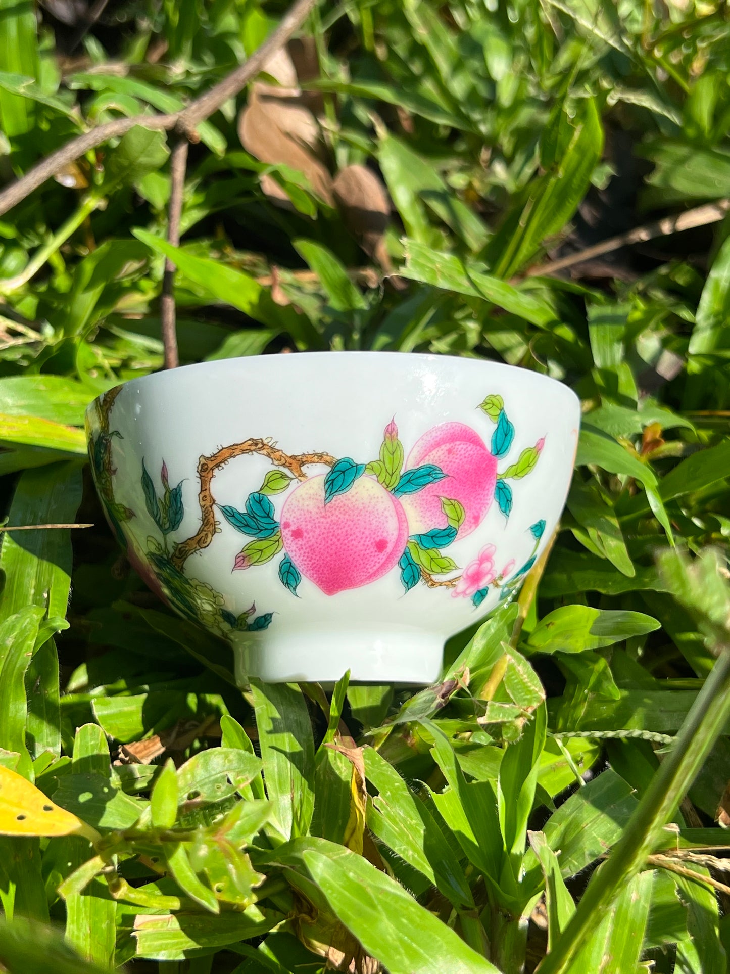 Hand Painted Chinese Peach Teacup Jingdezhen Pink Teacup Master Ceramic Artwork
