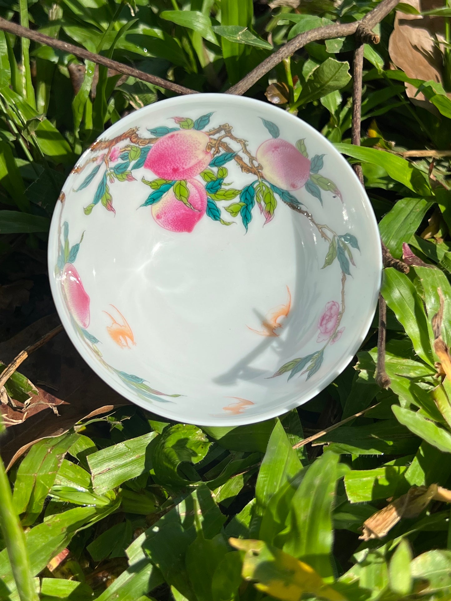 Hand Painted Chinese Peach Teacup Jingdezhen Pink Teacup Master Ceramic Artwork