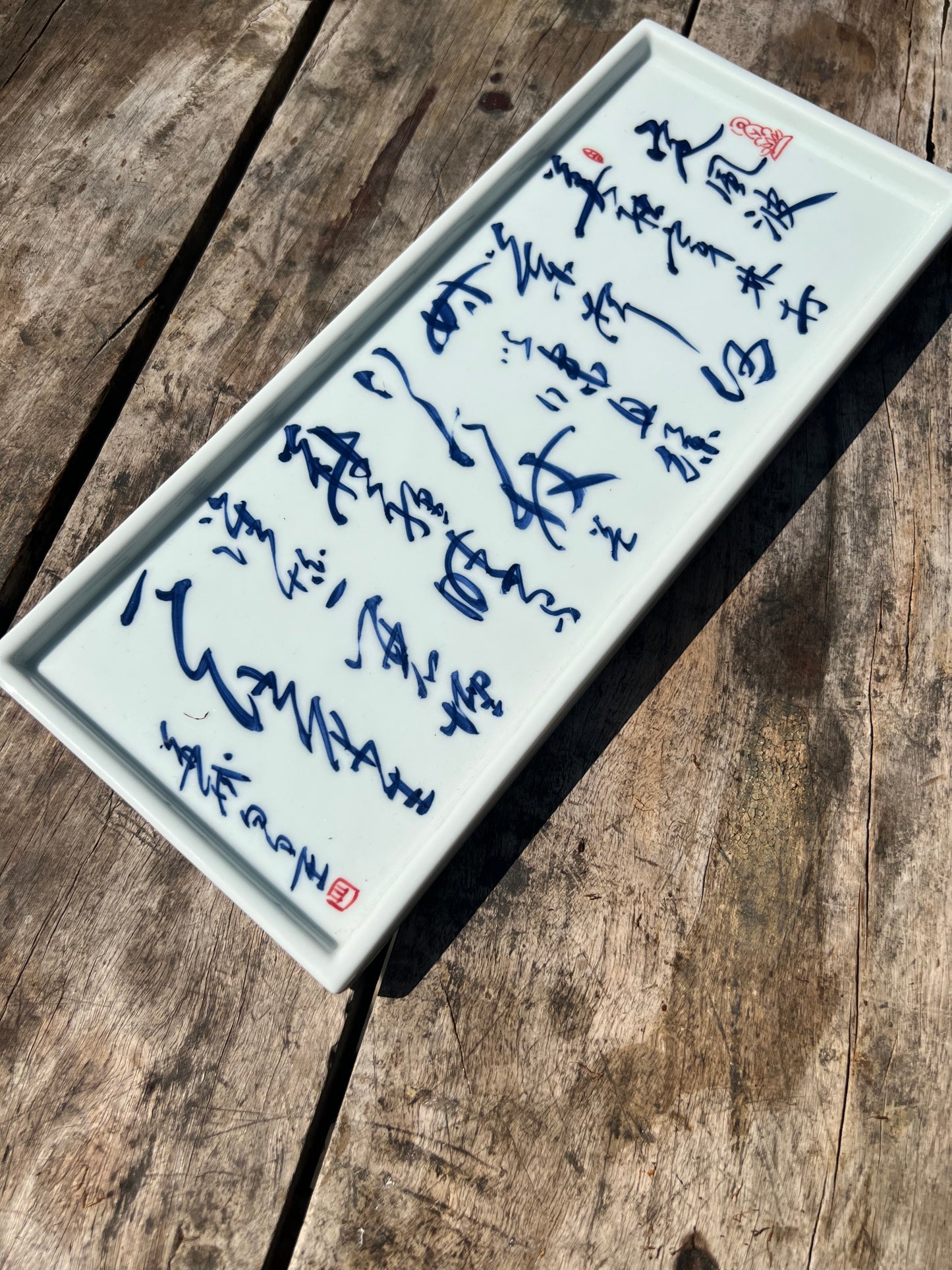 Handcrafted Jingdezhen Teacup Chinese Gaiwan Set Calligraphy White Blue Porcelain Fine China Cup