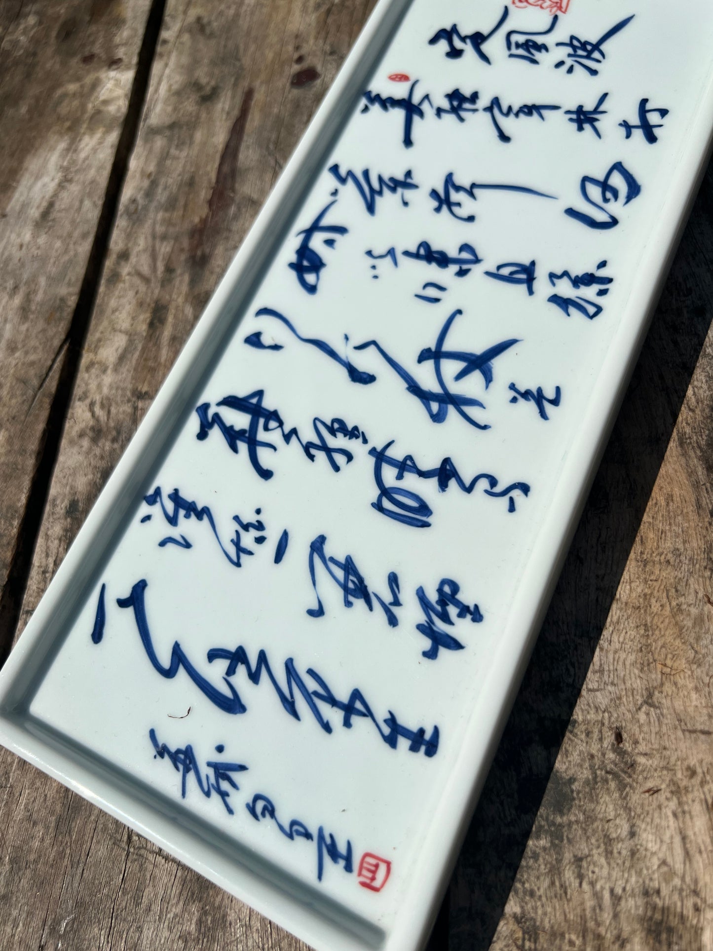 Handcrafted Jingdezhen Teacup Chinese Gaiwan Set Calligraphy White Blue Porcelain Fine China Cup