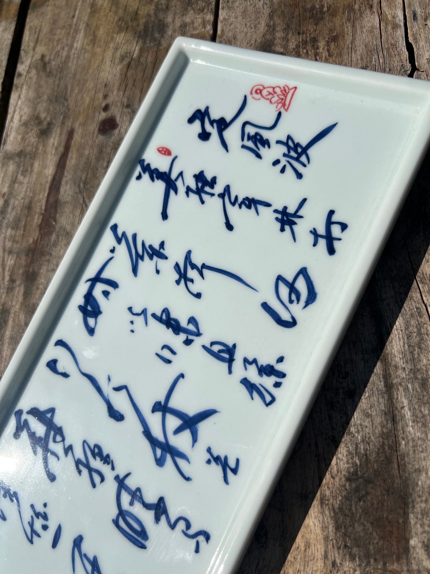 Handcrafted Jingdezhen Teacup Chinese Gaiwan Set Calligraphy White Blue Porcelain Fine China Cup